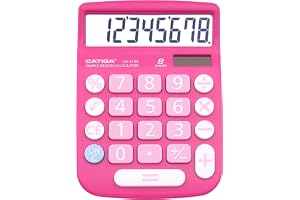 CATIGA Desktop Calculator 8 Digit with Solar Power and Easy to Read LCD Display, Big Buttons, for Home, Office, School, Class