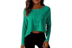 Xiaojmake Womens Batwing Long Sleeve Crop Tops Y2K Loose Workout Athletic T-Shirts Flowy Sweatshirt Tiered Hem Yoga Gym Tees
