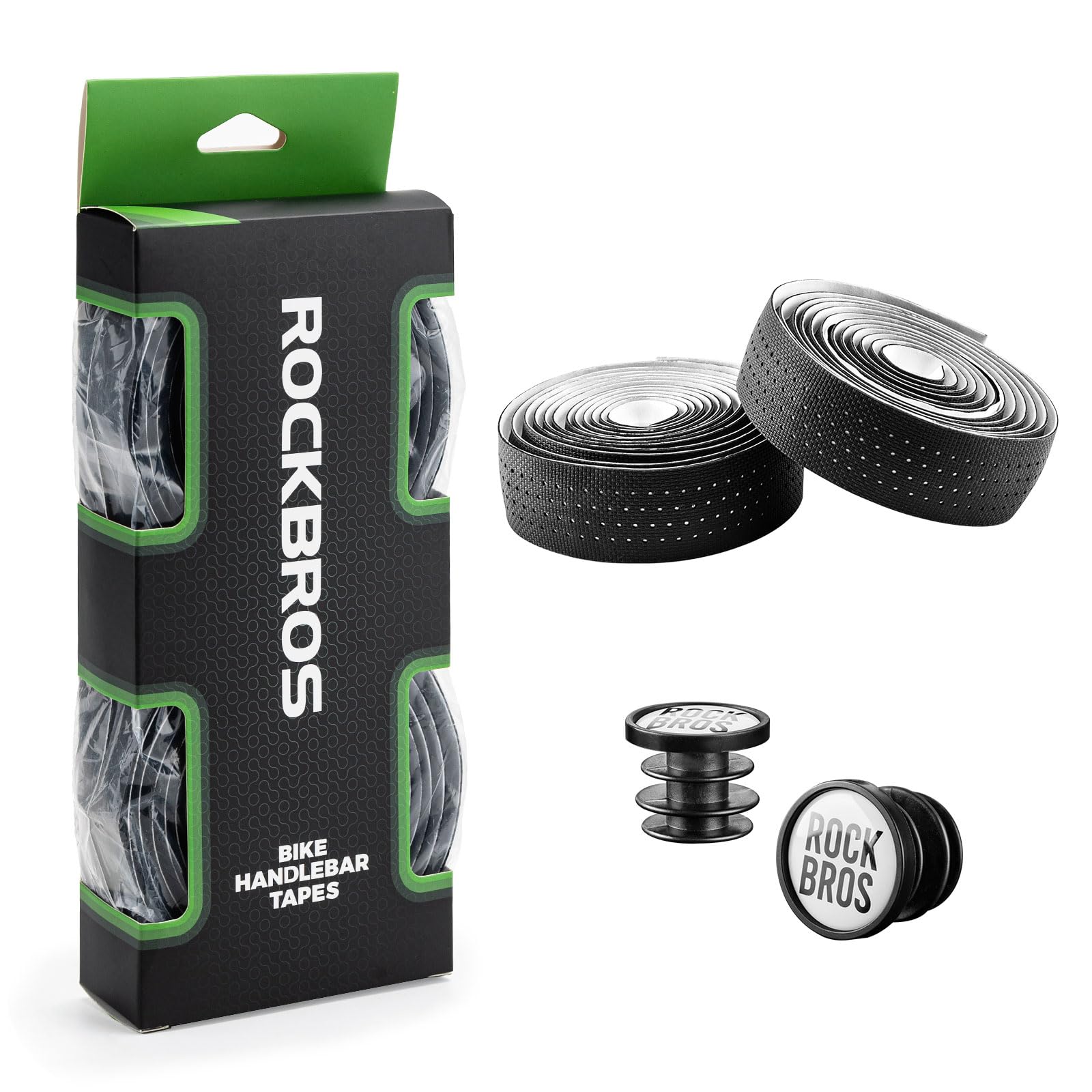 ROCKBROS Bicycle Handlebar Tape Breathable Road Bike Handle Straps Durable Grip Tape Cycling Handle Wraps Non-slip Shock-absorbing with Plug