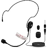 Double Over Ear Microphone Headset - Professional Hands Free Cardioid Wired Audio Boom Condenser Microphone Headset w/ 3.5mm / 1/4" Adapter, 4ft Cable, and Mic Windscreen - Pyle Pro PLM31 (Black)