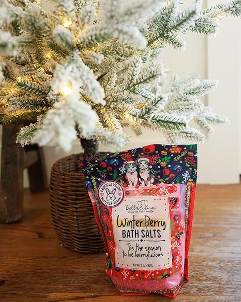 BELLA & BEAR WINTER BERRY BATH SALTS, CRUELTY FREE FESTIVE CHRISTMAS PACKAGING – STOCKING STUFFER GIFT