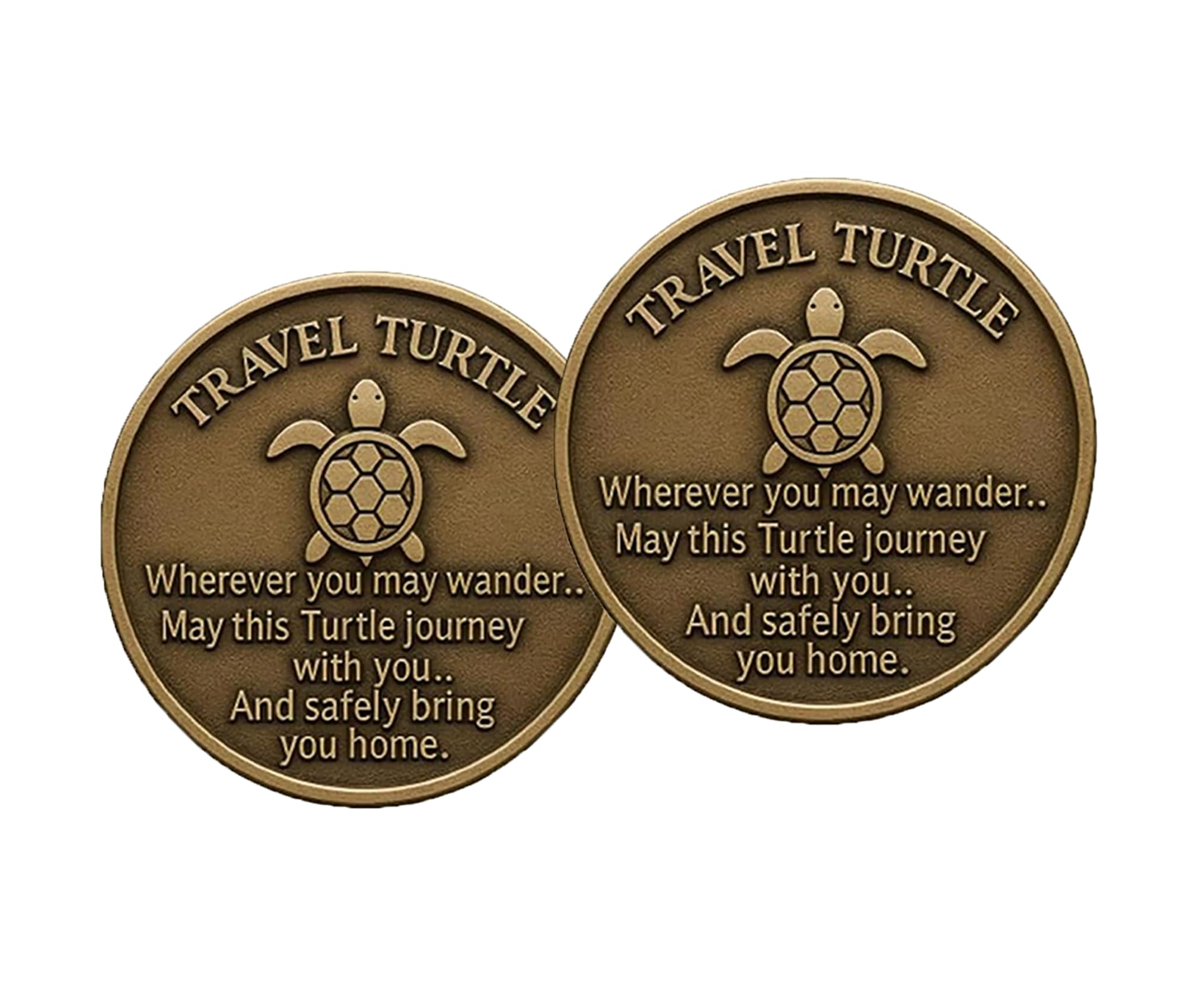 Photo 1 of (2PCS) Travel Turtle Pocket Hug Coin,Ocean Coins,Good Luck Coin, Lucky Coin, with Blessing Poems Engraved on Both Sides, A Perfect Commemorative Gift,May it Bring You Good Luck