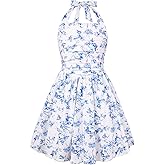 GRACE KARIN Girls Floral Summer Dress Spring Holiday Beach Party Sundress Halter Neck Tie Backless Dresses 7-14 Years
