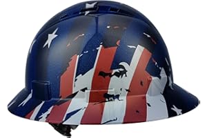 TOKISHI Full Brim Hard Hat - OSHA Safety Helmet Durable Lightweight Carbon Fiber Hard Hat, 6-Point Ratchet Suspension Protective Gear for Men and Women