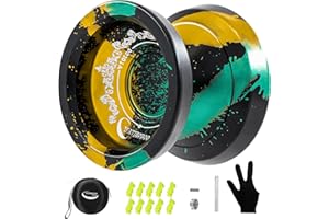 WATIEOBOO yoyo Responsive Yoyo for Kids 8-12, Professional Unresponsive Yo yo for Adults Pro Metal Trick Yo-yo with Yo Yo Bearing Kit 10 Strings, Case & Gloves