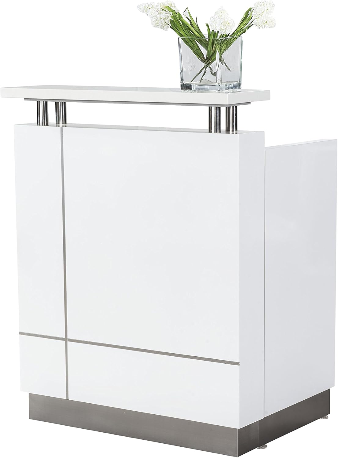 Small Modern Gloss White Reception Desk With Quartz Counter Top Desk Fully Installed In Box White Amazon Ca Office Products