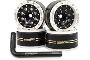 HOBBYSOUL Brass 1.0 Beadlock Wheels Adjustable Offset Rims Weight 44g/Rim for RC Micro Crawler 1/18 TRX4M 1/24 Axial SCX24, (4-Pack, HS701453)