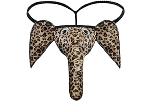 Gushijieju Elephant Trunk Thong Underwear Men G-String Funny Christmas Valentine's Day Gifts Ideas Leopard