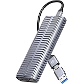 ORICO 40Gbps M.2 NVMe SSD Enclosure with Cooling Fan, Tool Free Aluminum M.2 Adapter Compatible with Thunderbolt 4/3 USB3.2/3.1/3.0/2.0, Max 8TB Capacity-ACOM2