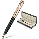 MCNTEIK Luxury Gel Pen, Top Set With 8mm Brilliant Diamond,Dark Green Pen Body,Attractive Rose Real Gold Finish, Black Refill,Elegant Gift Pen For Women, Executive, Fancy, Graduation, Nice Pens