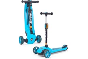 GLAMUP Kick Scooter Adjustable Height Adjustable Handlebar，Kids Scooter 3 Wheel with LED Lights，Suitable Kids Ages 2，Ages 6，Ages 8，Extra Wide Deck for Boys and Girls, Black