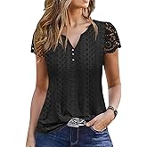 ETCYY Womens T Shirts Short Sleeve Spring 2026 Fashion Summer Tank Top V-Neck Button Down Floral Dressy Casual Blouses