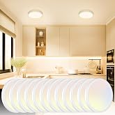 slochi 12Pack LED Flush Mount Ceiling Light, Dimmable &amp; 100W Equivalent Super Slim LED Ceiling Lights, 3000K-6500K Selectable, 12W 1500Lm Round Light Fixture for Bedroom, Bathroom, Closet, Hallway