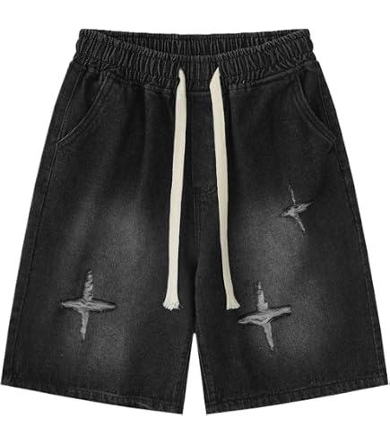 CUTEGAL Star Jorts Unisex Jorts Women Mid Rise Stretchy Patchwork