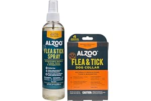 ALZOO Flea & Tick Dog Collar and 8 Fl. Oz. Flea & Tick Repellent Spray for Dogs, Medium-Sized Dogs: 16-40 lbs, 100% Plant-Based Active Ingredients