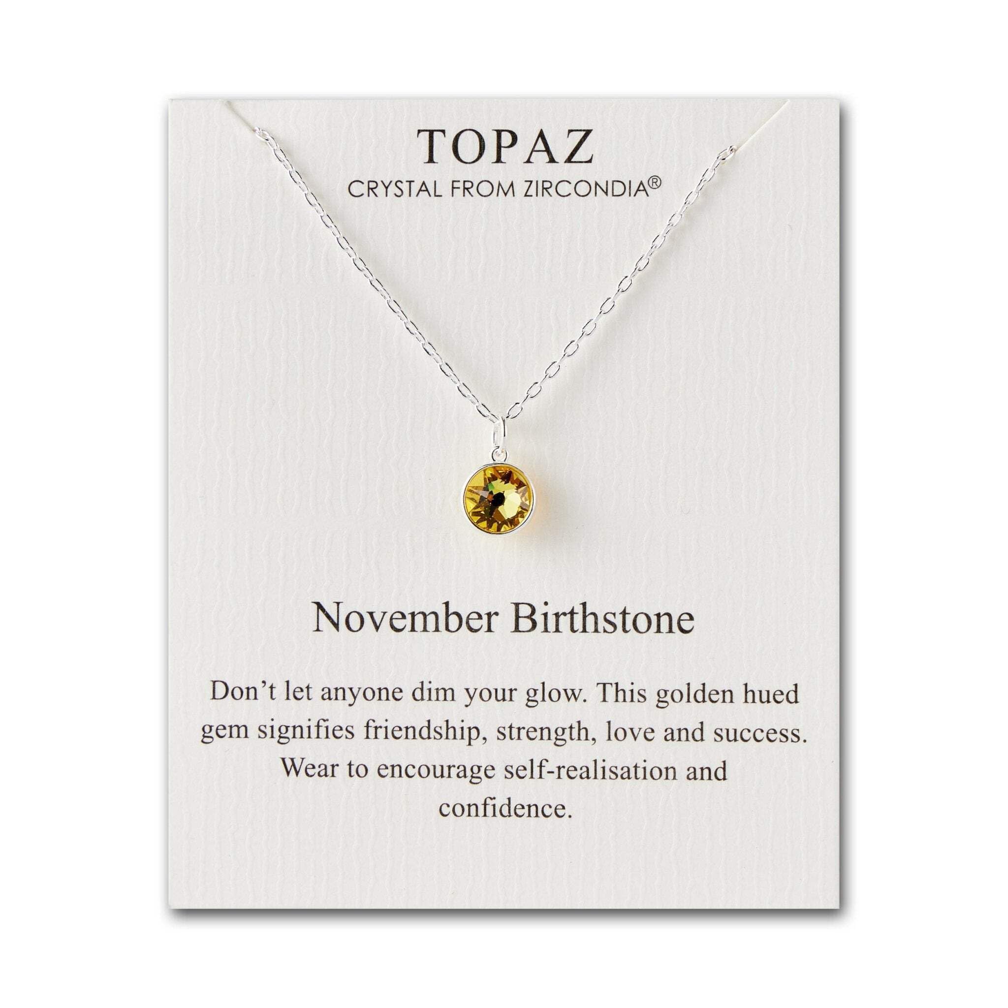 Philip Jones November (Topaz) Birthstone Necklace Created with Zircondia® Crystals