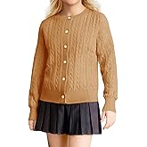 NikNio Girls Cardigan Sweater Cotton Long Sleeve Cable Knit School Uniform Button Fall Winter Tops Size 6-14 Years