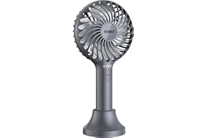 HonHey Handheld Fan Portable, Mini Hand Held Fan with USB Rechargeable Battery, 4 Speed Personal Desk Table Fan with Base, 3-10 Hours Operated Small Makeup Eyelash Fan for Women Girls Kids Outdoor