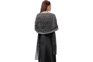 Ladiery Shawl and Wraps for Evening Dresses, Soft Sheer Chiffon Sparkly Rhinestone Wedding Scarf Formal Shawl Wraps for Women