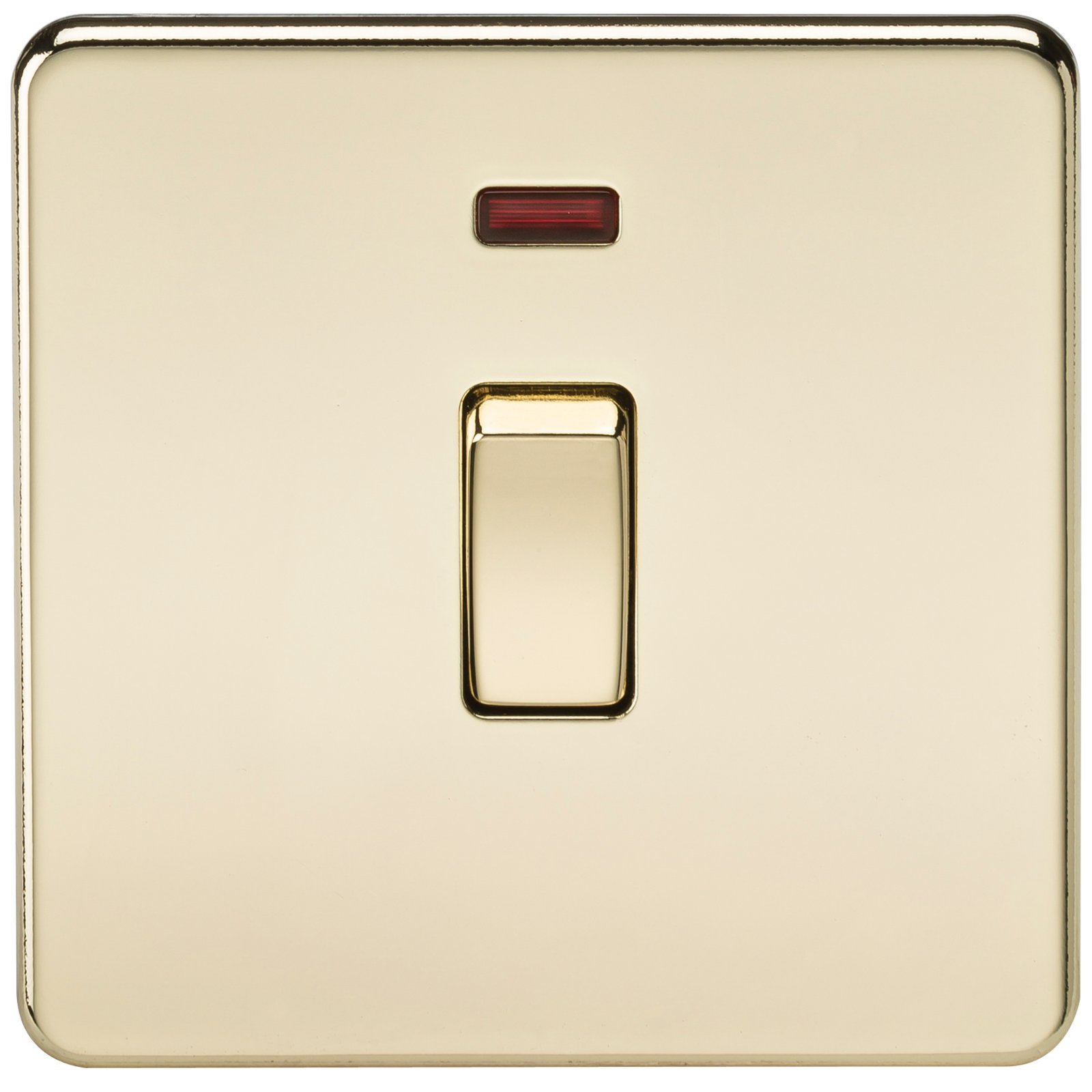 Knightsbridge SF8341NPB Screwless 20 A 1-Gang DP Switch, Polished Brass with Neon