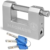 Magmaus&reg; RTL80 [Armoured] High Security Padlock &ndash; Heavy Duty Container Lock with 0.74&rdquo; Shackle Clearance &amp; 0.39&rdquo; Thick Bolt &ndash; Weatherproof Outdoor Lock for Storage Unit, Shed, Gate, Garage - 3 Keys
