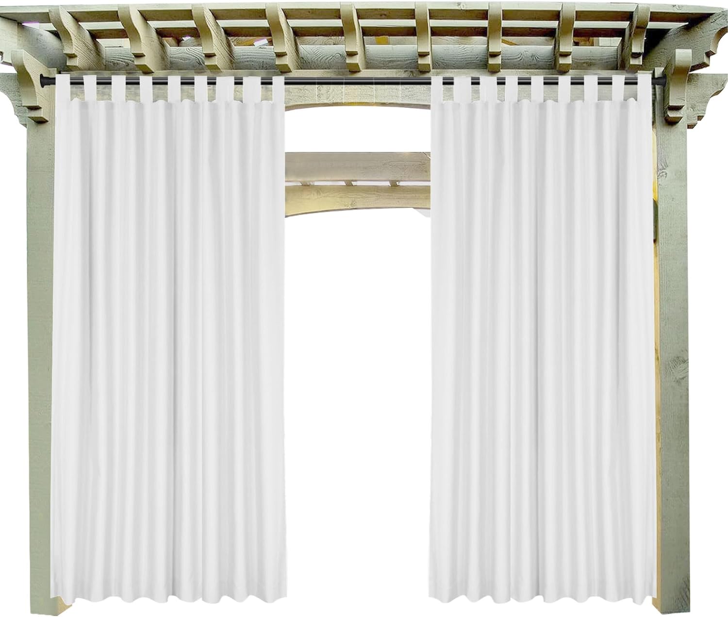 Outdoor Curtains - ZZYYQ Outdoor Fade Resistant Curtain for Patio Windproof Drape Blackout Drape for Gzaebo Detachable Sticky Tab Top Belt, 84Wx84L(Inches) White, 1 Panel