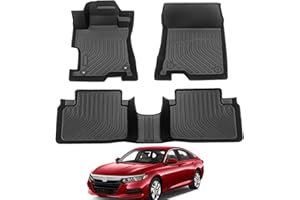 ENZVOIA All Weather Rubber Car Floor Mats 2008-2012 Accord, Accord Floor Mats, Custom Fit Full Set Includes 1st and 2nd Rows Maximum Coverage, Laser Measured, Non Slip