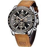 BY BENYAR Watch for Men Analog Quartz Chronograph Waterproof Luminous Designer Mens Wrist Watches Business Work Sport Casual Dress Watch with Silicone Strap Elegant Gifts for Men