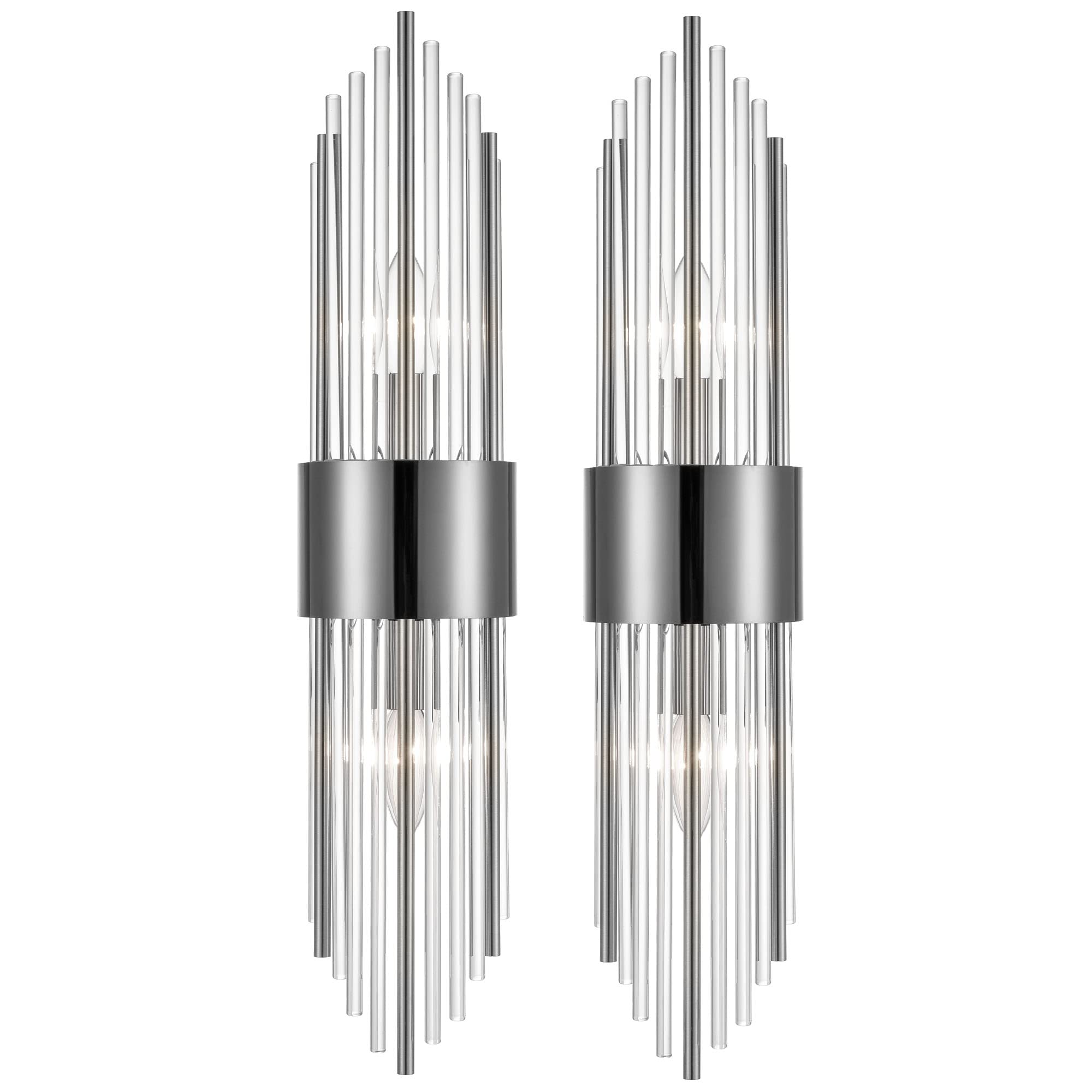 Photo 1 of SHAWNKEY 2-Light Modern Wall Sconce Titanium Black Metal with Clear Class Crystal Vanity Wall Sconce Lighting for Bedroom Living Room Bathroom Light Fixtures Set of 2