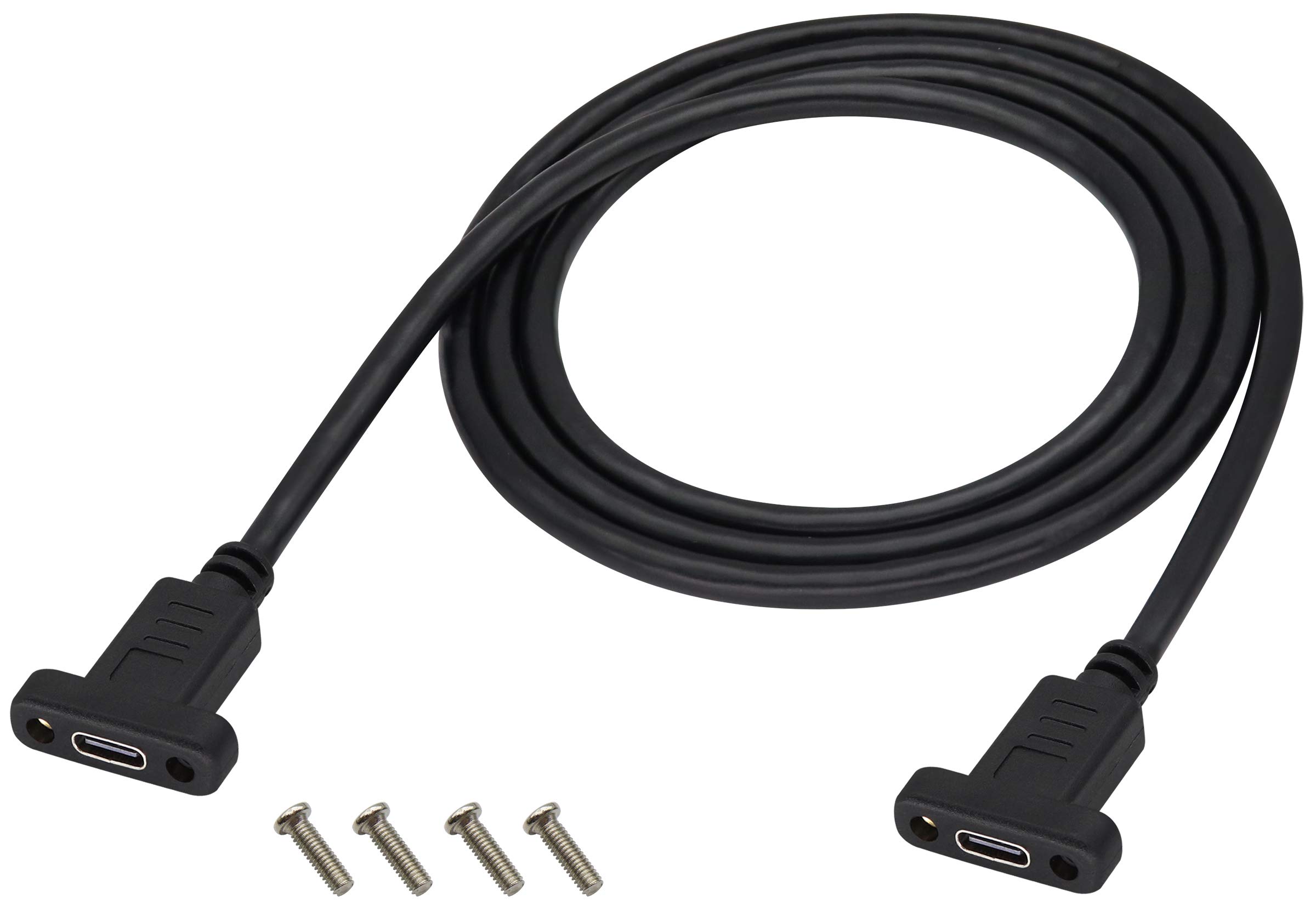 AAOTOKK USB C to 3.1Type C Panel Mount Screw Cable (3A) USB 3.1 Type C Female to Female Panel Mount Cable, Supports Charging,Data,Audio,Video Cable for Laptop, (1M/3ft)