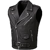 Jackets 4 Bikes Men's Classic Buffalo Leather Motorcycle Biker Vest | Vintage Cruiser Vest for Men, | Stylish Street Club Riding Black L