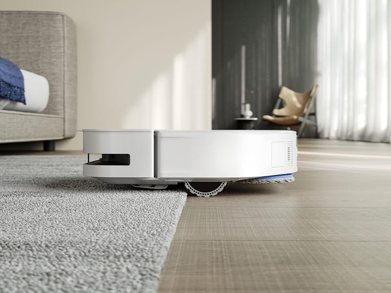 ECOVACS DEEBOT X5 Omni Robot Vacuum com estação tudo-em-um, 12800 Pa, ZeroTangle, TruEdge™ Adaptive Edge Mopping, esfregando com água quente a 70 °C