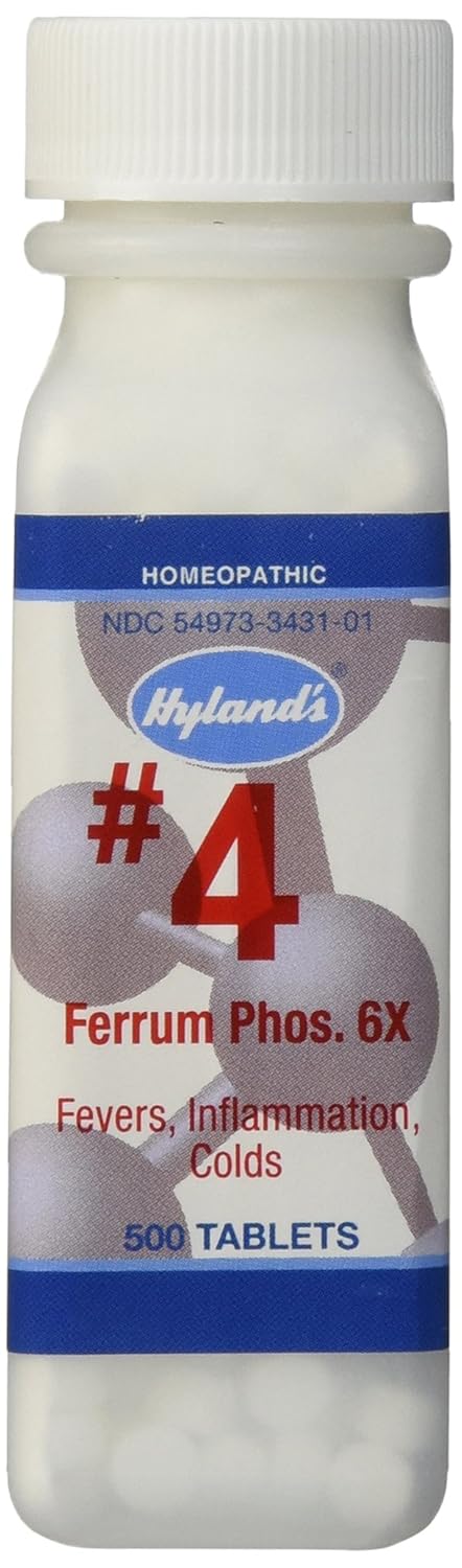 Decongestant and Sinus Relief, Inflammation Supplement, Natural Relief of Cold and Fever Symptoms, Hyland's #4 Cell Salt Ferrum Phos 6X Tablets, 500 Count: Beauty