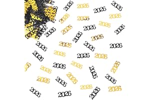 500pcs 2026 Confetti Decorations, Black and Gold Class of 2026 New Year Graduation Celebration Confetti Party Table Scatter D