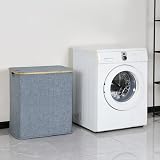 efluky 140L Laundry Baskets with Lid 2 Compartments Blue Grey view 6