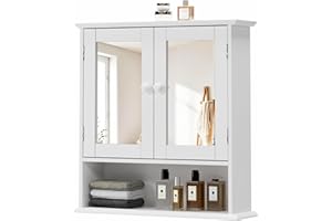 DlandHome Mirror Cabinets,Storage Cabinet,Medicine Cabinet,Bathroom Storage,Wall Mounted Cabinet with Adjustable Shelves,Whit