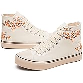 Iarus High Top Sneakers for Women White Canvas Comfortable Shoes for Women Walking Casual Sneakers Tennis Shoes