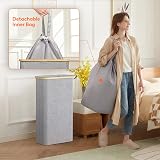 Lifewit 50L Slim Laundry Basket with Lid Grey Narrow Foldable Hamper view 4
