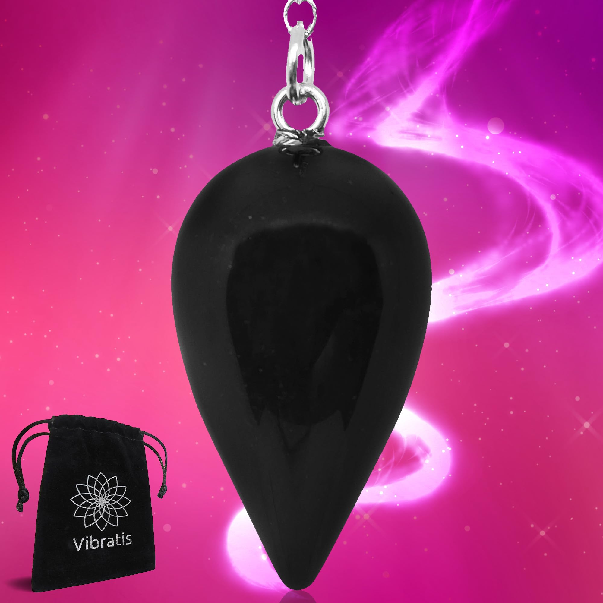 Black Onyx Dowsing Crystal Pendulum | Pendulum in Black Onyx Stone - Stone of Karma and Confidence [Satisfaction Guaranteed]