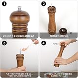 Haomacro 10 Inch Oak Wood Pepper Mill Salt Grinder Adjustable Ceramic Rotor view 3