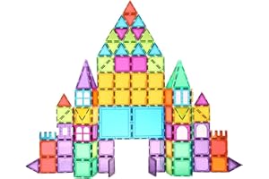 Bmag Magnetic Tiles, 120 PCS Magnetic Building Blocks, 3D Magnet Tiles for Kids Boys Girls, STEM Construction Building Set, Stacking Toys with 2 Car