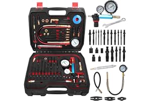 DUOYI 46PCS Compression and Leakage Test Kit Petrol & Diesel Compression Tester Kit Automotive Cylinder Leak Down Tester with Dual Gauge Engine Compression Tester Kit for HDI, TDCi, Pumpe Duse Engine