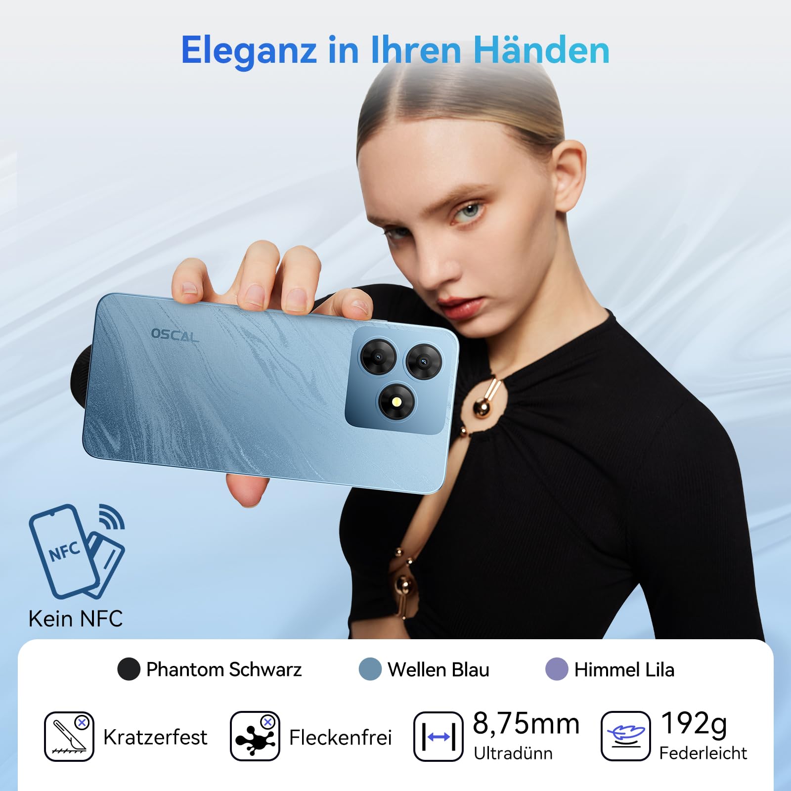 OSCAL Flat 2 Mobile Phone Without Contract Android 15, 12GB + 256GB 2TB TF Mobile Phone, 90Hz 6.56 Inch HD+ 90Hz, Octa-Core, 5000mAh, 13MP + 8MP AI Camera Smartphone Without Contract Dual SIM 4G OTG