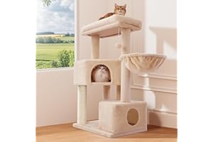 Gardner Pet 41" Tall Cat Tree for Medium-Large Cats, Heavy Duty Cat Tower with 2.8in Posts & Washable Top Perches, Space-Saving Cat Furniture for Apartments, Easy to Assembly