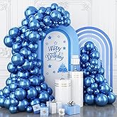 Togvu Metallic Blue Balloons Arch Kit, Different Sizes 12 10 5 Inches Blue Balloon Garland Arch Kit, Chrome Blue Balloons for Graduation Baby Shower Birthday Wedding Decoration