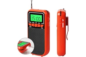SUPRBIRD Portable Radio AM FM SW, Transistor Radio with LED Flashlight, 2AA Battery Operated Radio for Long Range Reception, Emergency Pocket Walkman Radio for Indoor, Outdoor,Walk,Jogging,Gym,Camping (Orange)