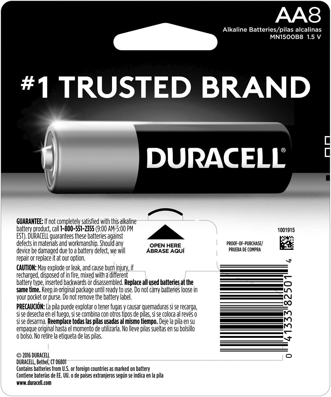 Duracell - CopperTop AA Alkaline Batteries - long lasting, all-purpose Double A battery for household and business - 8 Count: Health & Personal Care