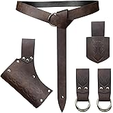 HiiFeuer 5 Pieces Medieval Belt Costume Accessories Renaissance Skirt Hike Viking Horn Belt Holster Dagger Holster Sword Frog