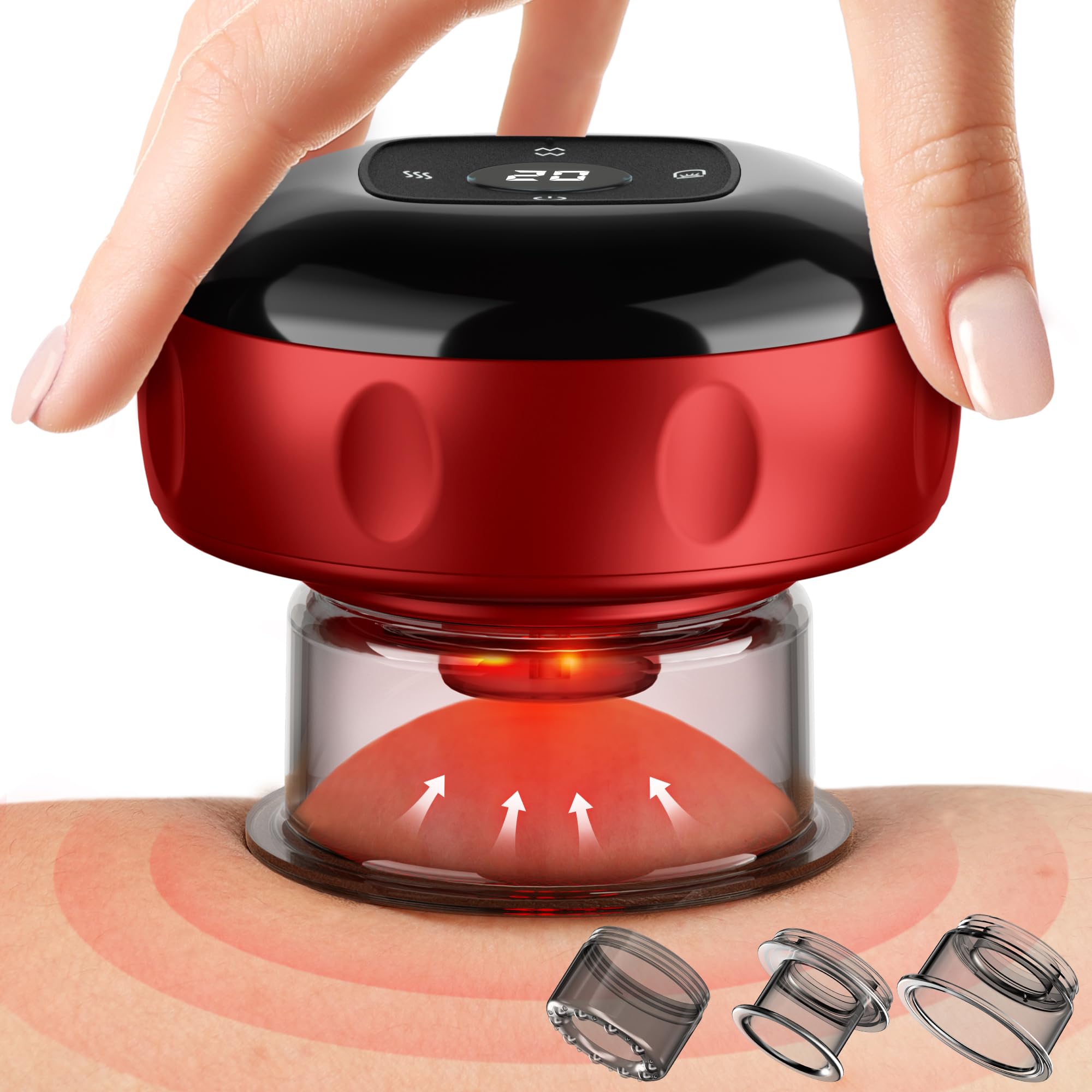Photo 1 of Smart Cupping Therapy Massager, 7 in 1 Red Light Cupping Therapy Set with 2 Modes for Targeted Pain Relief, Muscle Soreness,Tighter Skin,Cupping Kit with 12 Levels Suction and Heat,1 Pack