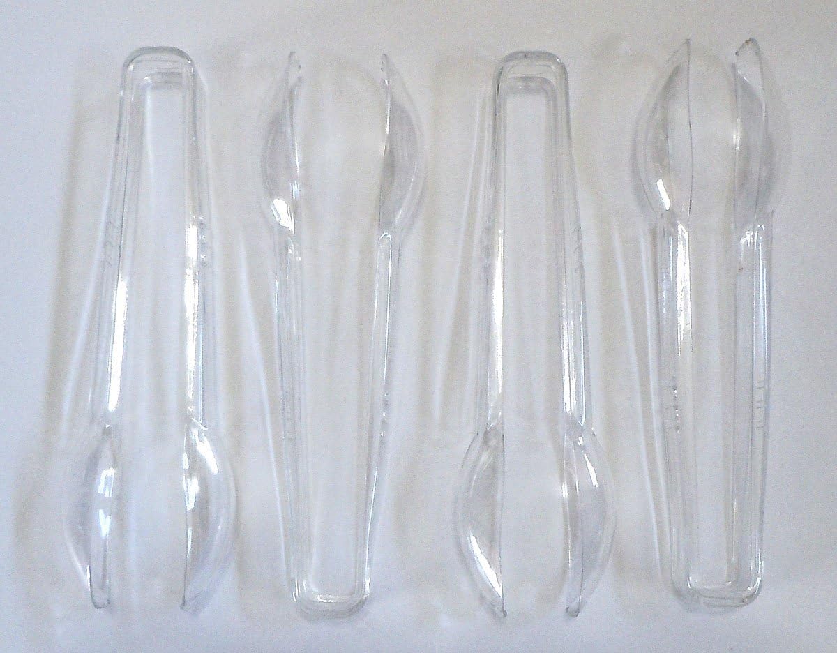 2 X Clear Plastic Tongs, 6 1/2", 4 Pack